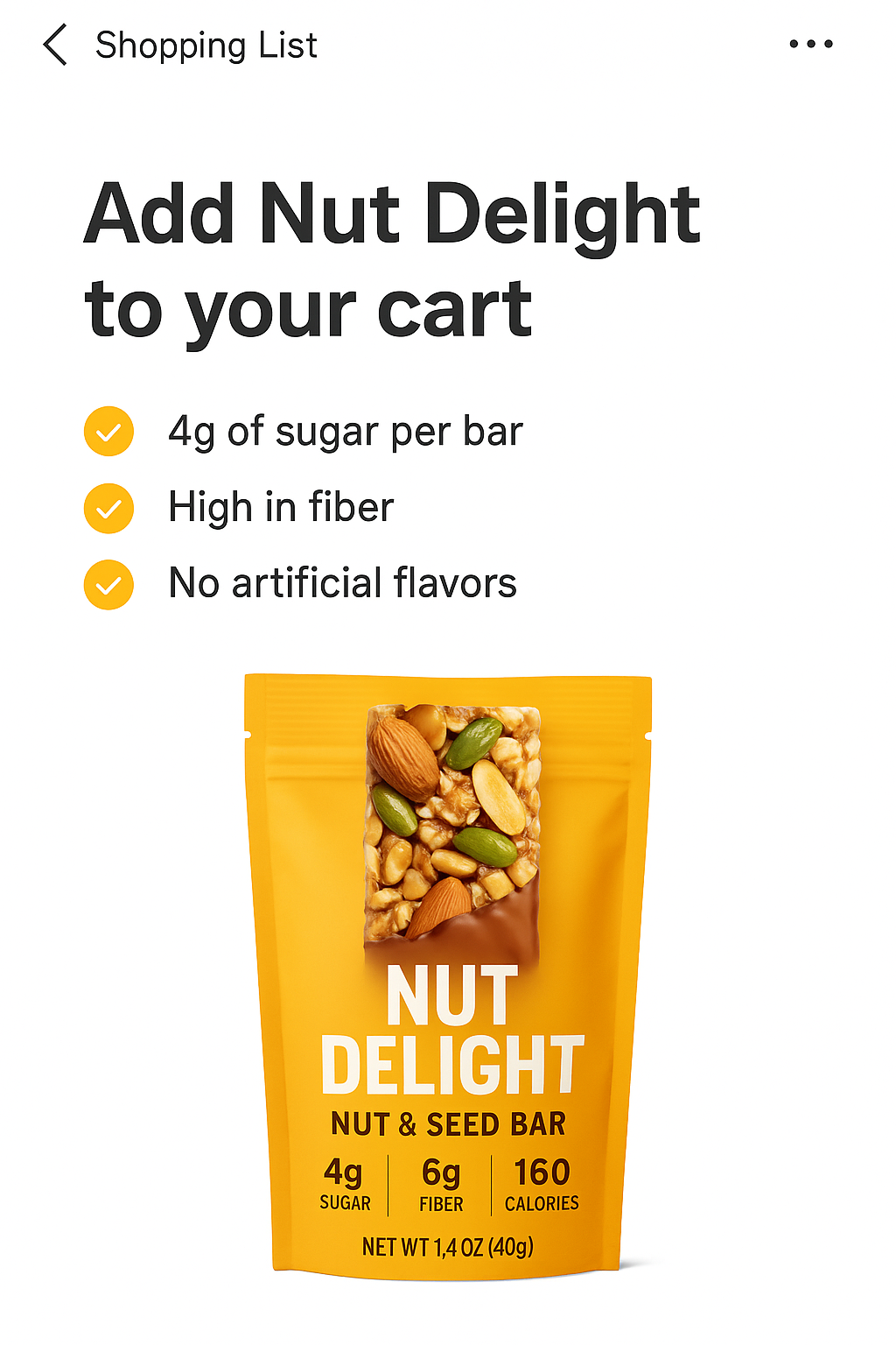 UI native ad creative mockup, Snacks · in feed